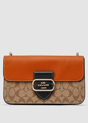 Сумка женская coach morgan shoulder bag in colorblock signature canvas 25.5 16 8.5 натуральная кожа черная трендовая