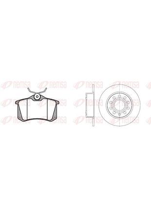 Комплект: 2 диска+ 4 колодки тормозных к-т колодок 0263.05 + 2 диска 6649.00 задн vw golf v 1.4-2.0 03-,audi a