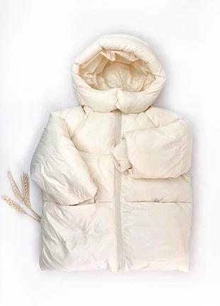 Зимова курточка пуховик zara молочна на дівчинку