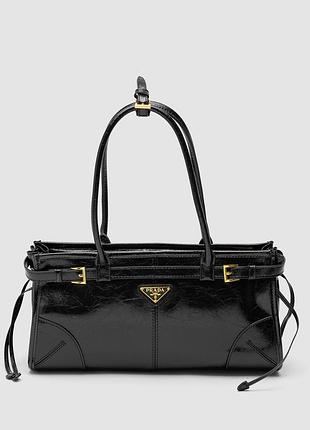Сумка женская prada medium leather handbag black 33 х 17 х 10 натуральная кожа черная трендовая
