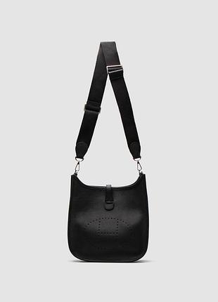 Сумка женская hermes evelyne 28 black 28 х 27 х 7 натуральная кожа черная трендовая