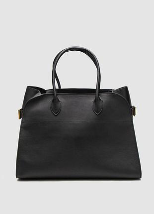 Сумка женская the row soft margau 39 bag in leather black 39 х 28 х 20 натуральная кожа черная трендовая
