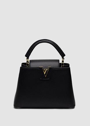 Сумка жіноча louis vuitton capucines bb black/gold 26.5 х 18 х 9 натуральна шкіра чорна трендова