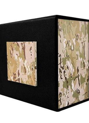 Подарочная картонная коробочка для часов черная-камуфляж