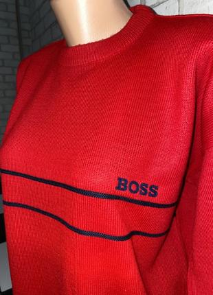 Шикарный стильный мужской свитер алого цвета  бренд boss hugo boss
