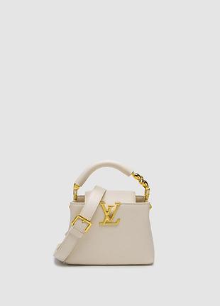 Сумка жіноча louis vuitton capucines mini white/gold 20 х 14 х 8 натуральна шкіра біла трендова
