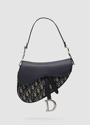 Сумка женская dior saddle bag blue dior oblique jacquard and smooth calfskin 25 х 19 х 6 текстиль голубой трендовая