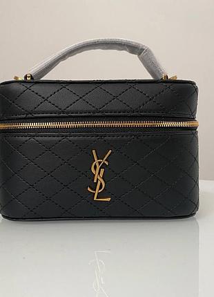Сумка женская saint laurent gaby vanity leather shoulder bag black 18 х 10.5 х 6.5 натуральная кожа черная трендовая