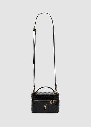 Сумка женская saint laurent gaby vanity lacquered leather shoulder bag black 18 х 11 х 6.5 натуральная кожа черная трендовая