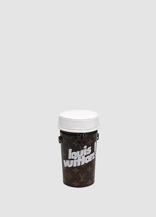Сумка женская louis vuitton by virgil abloh coffee cup pouch 10 х 19.5 х 10 натуральная кожа черная трендовая