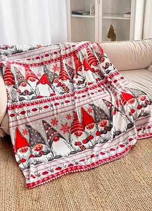 Плед флис новогодние гномики 150x200 см love you
