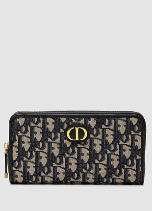 Гаманець жіночий christian dior 30 montaigne wallet blue oblique jacquard текстиль блакитний
