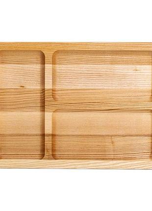 Дошка для подачі дерев'яна 30×20 см прямокутна на 3 секції, ясен t31w200
