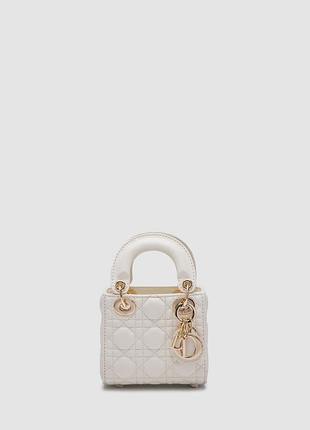 Сумка женская christian dior micro lady dior bag white 12 х 11 х 3.5 натуральная кожа белый трендовая