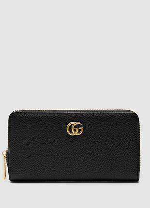 Гаманець жіночий gucci marmont zipper wallet black/gold (трохи інакший) 20 х 10 х 3 см натуральна шкіра чорний