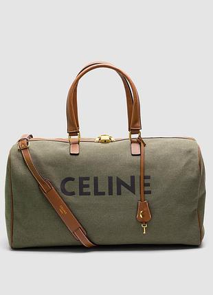 Сумка жіноча celine women large voyage bag in tetile with celine print and calfskin текстиль чорна универсальный