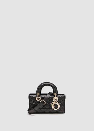Сумка женская dior lady d-joy small bag black 22 х 11 х 5 натуральная кожа черная трендовая