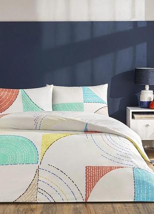 Односпальный комплект tac luvina turqoise ранфорс / простынь на резинке