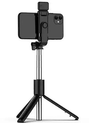 Селф палка, штатив-монопод для телефона с bluetooth пультом и led светом selfie stick df-01s and 5222 (черный)