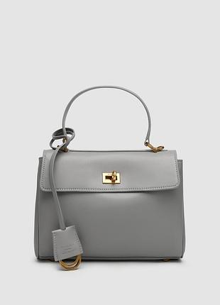 Сумка женская balenciaga rodeo mini grey/gold 23 х 18 х 7.5 натуральная кожа серый трендовая