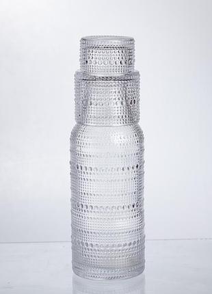 Кувшин 700 мл со стаканом 1 (шт) графин для компота сока воды лимонада кувшин для напитков прозрачный hp-19-l1