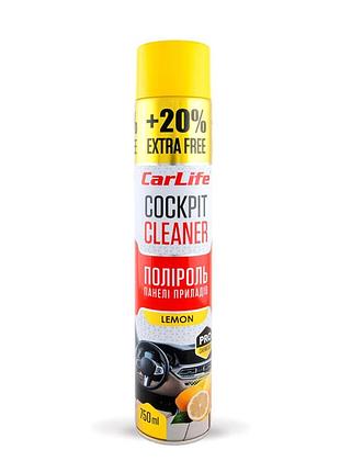 Ve полироль для панели приборов carlife updated form cockpit cleaner 750мл лимонный уход за пластиком и