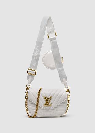 Сумка жіноча louis vuitton new wave multi pochette bag white/gold 20 х 13 х 6 натуральна шкіра біла трендова