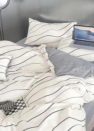 Постельное белье контраст сатин meriset - семейный на резинке