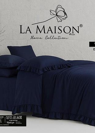 Двоспальний євро комплект la maison weens deep indigo варена бавовна