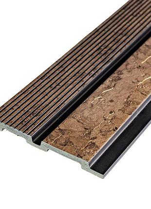 Рейка декоративная ps 2900х120х12мм коричневый с золотыми прожилками sw-00001749