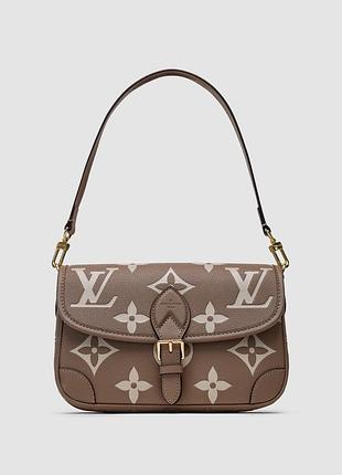 Сумка жіноча louis vuitton diane monogram empreinte leather tourterelle / creme 25 х 16 х 9 натуральна шкіра бежева трендова