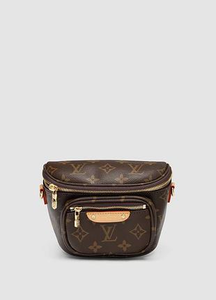 Сумка женская louis vuitton mini bumbag monogram canvas 17 13 7 натуральная кожа черная трендовая