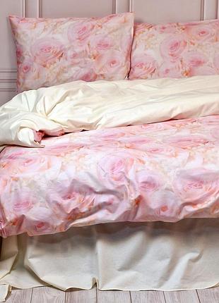 Постельное белье розовое настроение ранфорс meriset - семейный на резинке