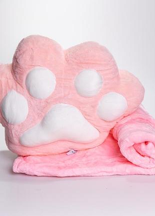 Мягкая игрушка-подушка с пледом и муфтой лапка 40×40×25 (см) игрушка плед 3 в 1 детский плюшевый плед розовый 520-18p