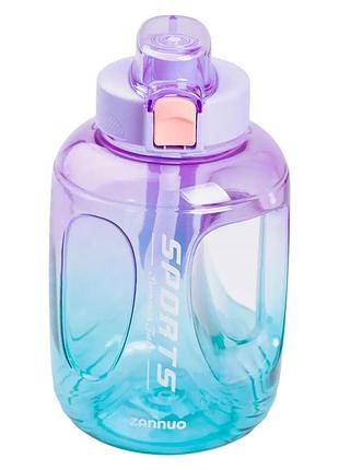 Бутылка для воды спортивная 1.6 л пластиковая с трубочкой с ремешком 22 см фиолетовая hp-14-35v