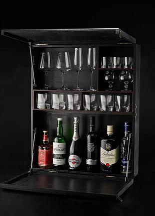 Бар на стену с стаканами для 6 персон в стильной коробке