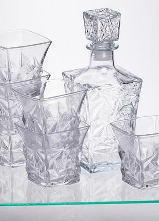 Набор для напитков графин и 6 стаканов для напитков из толстого стекла прозрачный 64486-26