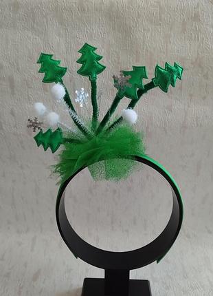 Новогодние украшения аксессуары для волос. обруч ободок к костюму елочка ёлочка ёлка елка