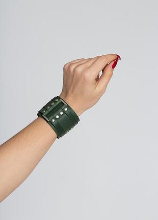 Шкіряний браслет зелений br-24