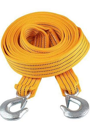 Трос буксировочный vitol 5т 50мм х 6м оранжевый с двумя крюками для автомобилей и внедорожников ve-33