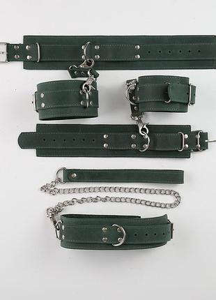 Кожаный набор бдсм зелёный kit-1