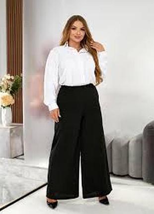 Штаны брюки женские размер 52-54 / 20 летние тонкие черные пояс резинка палаццо