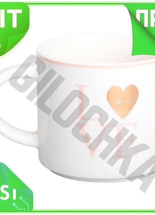 Ve чашка порцелянова 350 мл new version love біла для кави та чаю елегантний кухоль для напоїв дизайне n6w_ver