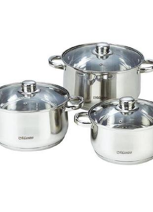 Набор посуды нержавеющий maestro 3 х 4 х 5 л (3 шт.) mr-2020-6xl