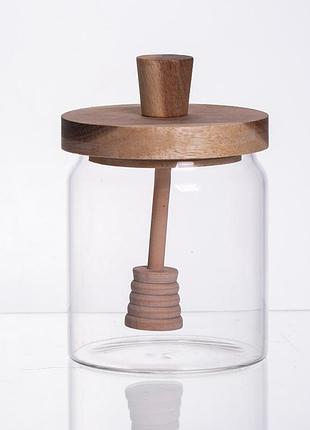 Медовниця скляна з кришкою і ложкою 500 (мл) 64486-2