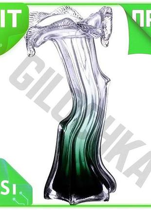 Ve декоративная ваза для цветов new version из стекла 29 см, фигурная зеленая для интерьера, стильный n6w_ver