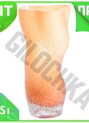 Ve ваза для цветов стеклянная new version 1.6 л бежевая декоративная для интерьера с тиснением 30 см д n6w_ver