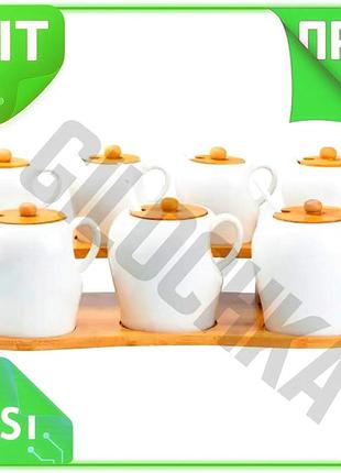 Ve набір для спецій із new version ложками 7 шт. кераміка 300 мл та 600 мл для кухні органайзер для пр n6w_ver