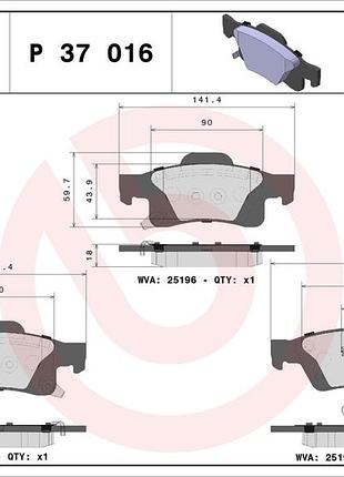 Колодки гальмівні дискові задн jeep grand cherokee iv (wk, wk2) 3.6 2010.06- bm p37016