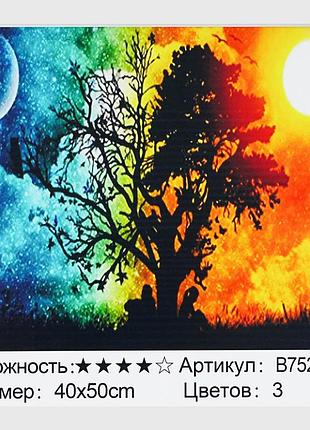 Картина по номерам + алмазная мозаика b 75288 40x50 см, "дерево жизни”, в коробке